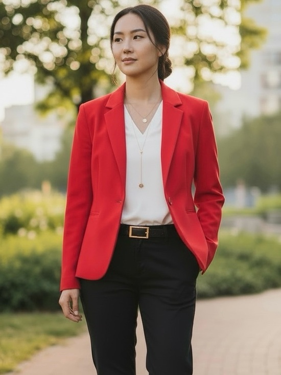 Allegra K Jackets & Blazers - Allegra K New Bold Red Women's Medium Blazer Lightweight w/ Padded Shoulders